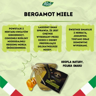 Miód z kwiatów sierenicy włoskiej (sulla) z bergamotką 240g