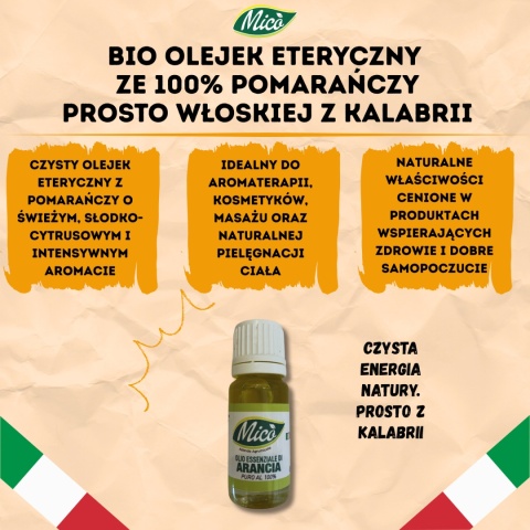 Olejek eteryczny z BIO pomarańczy ESENSJA 100% 10ml