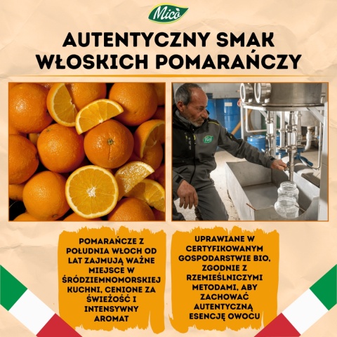 Sok NFC pomarańcza 750ml , prosto z Kalabrii, Eko plantacja MICO